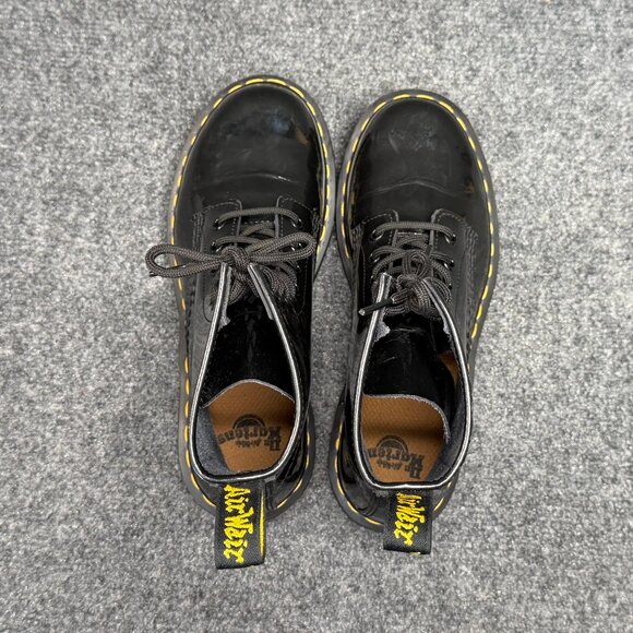 Dr. Martens 1460 Boots Women's Black Patent Leather Lace Up Retro Combat Moto - Picture 9 of 14